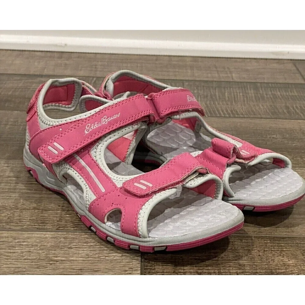 Eddie Bauer Kelsey Sport Sandals Girls Size 4 Pink Adjustable Straps Shoes